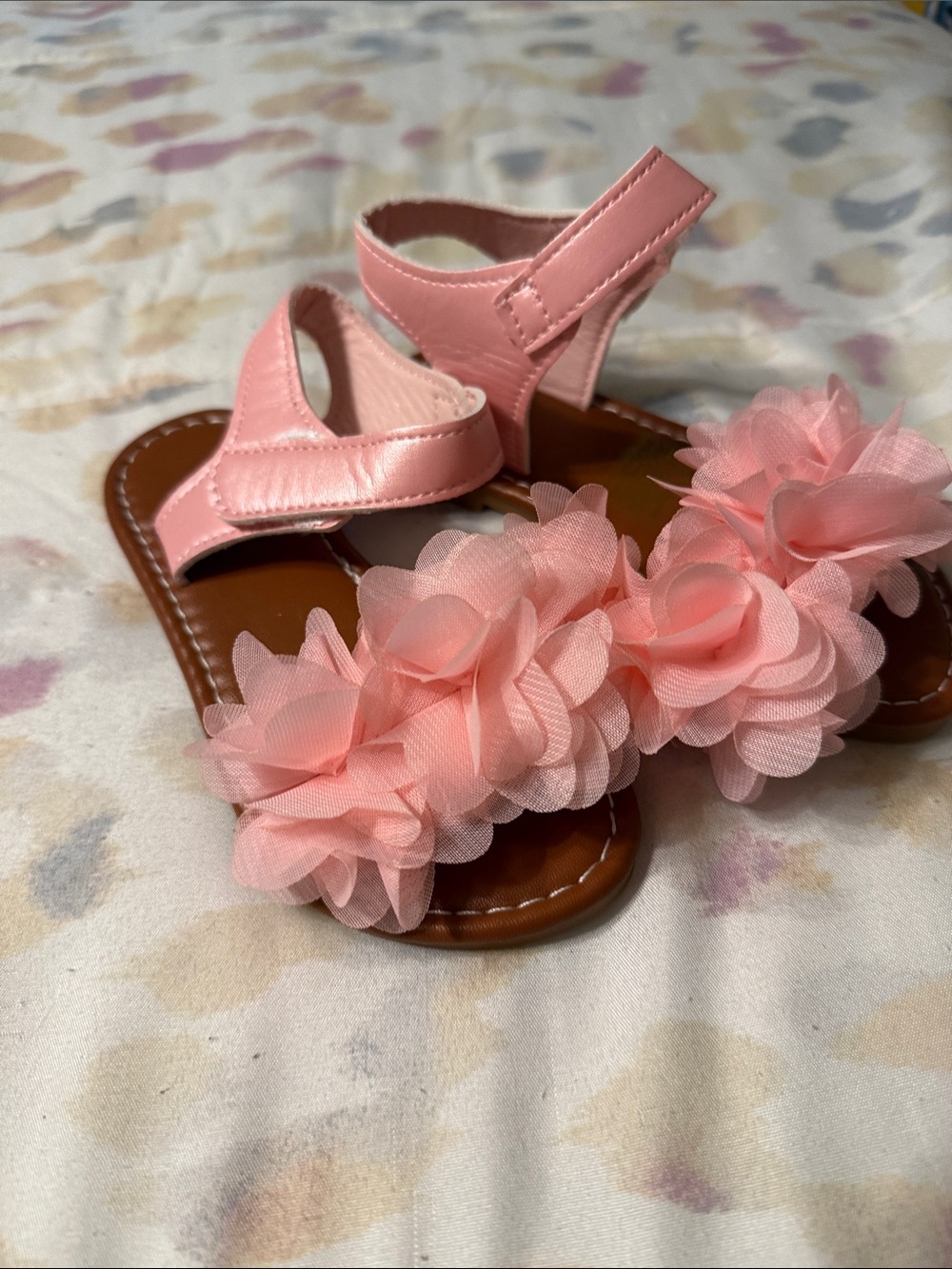 Girls Pink Floral Ruffle Sandals brand new!!
